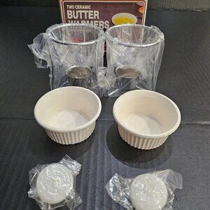 Cuisena Cookware LTD Set of 2 Ceramic Butter Warmers With Stainless Steel Stands